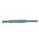 TEAL DAISY HAND-TOOLED PADDED LEATHER DOG COLLAR Dog