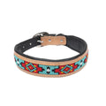 POPPY HAND-TOOLED PADDED LEATHER DOG COLLAR