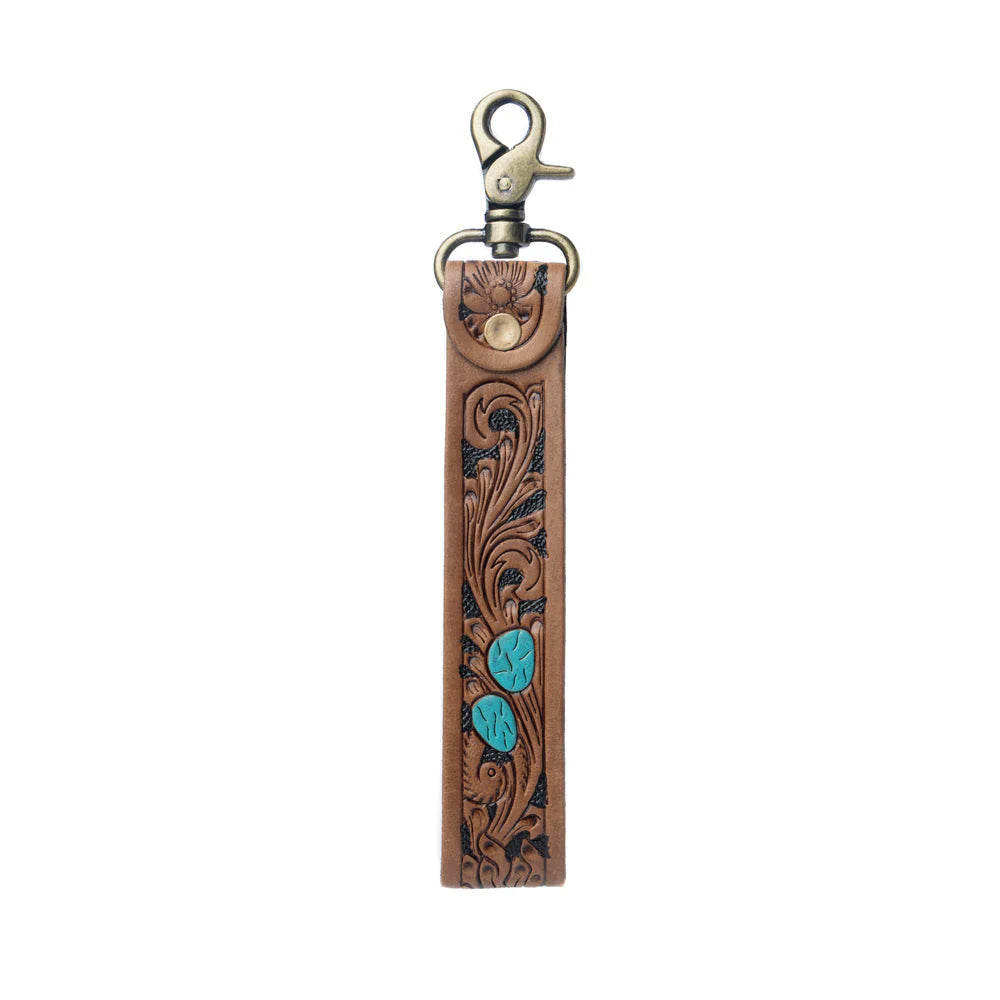 Turquoise Daydreams Key Fob In Blue And Brown