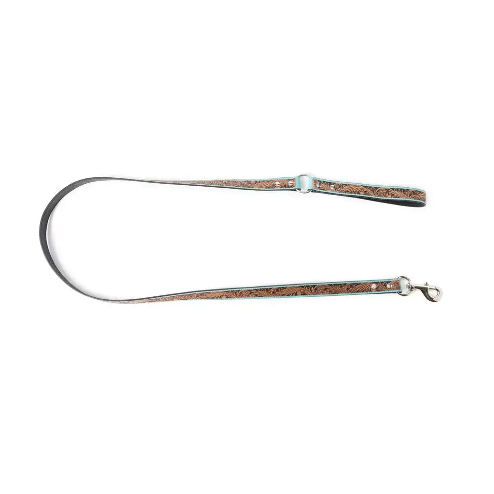 Teal Tooled Leash Dog
