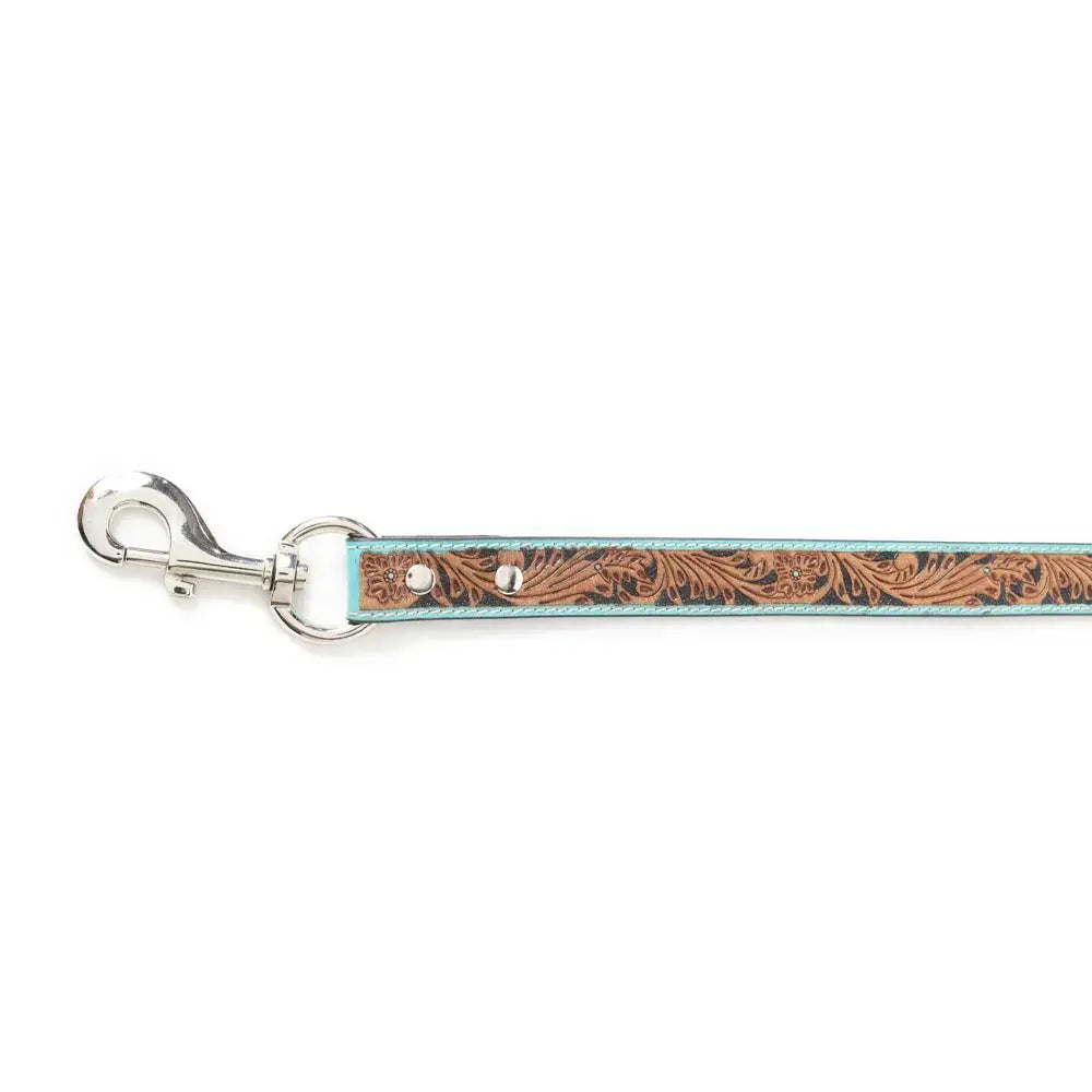 Teal Tooled Leash Dog