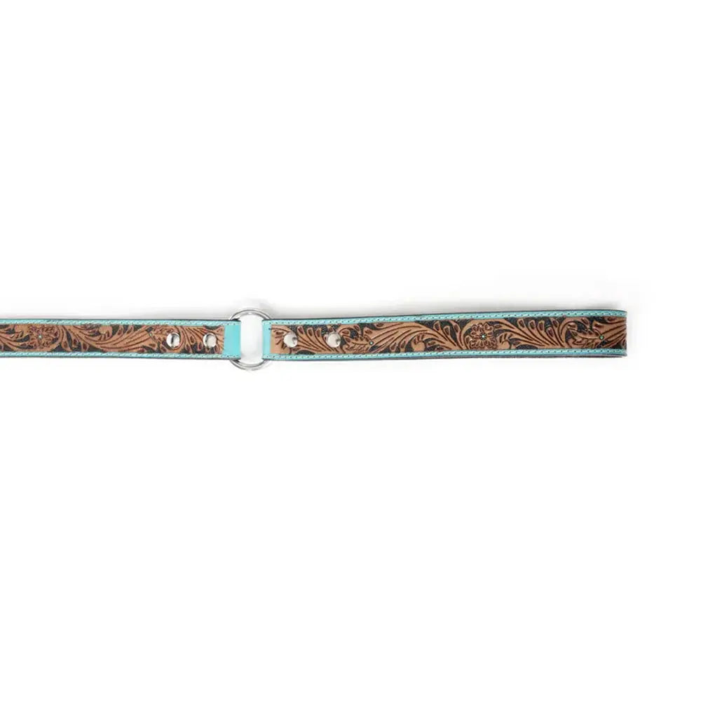 Teal Tooled Leash Dog