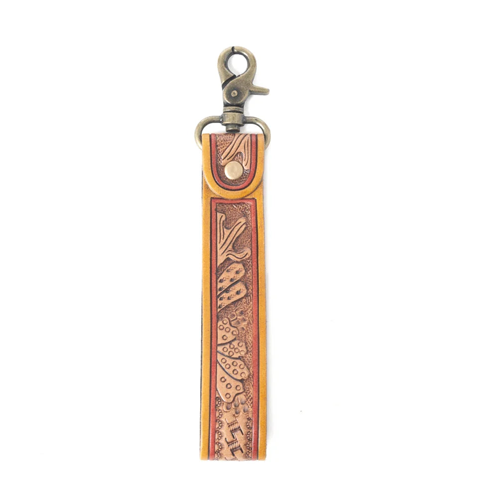 Saddlewood Leather Key Fob In Sunbaked Brown
