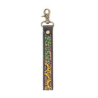 Verdant Vines Tooled Leather Key Fob In Copper Brown
