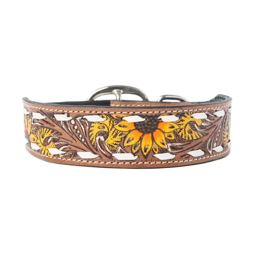 Prairie Sunflower Trail Dog Collar In Sandstone Dog