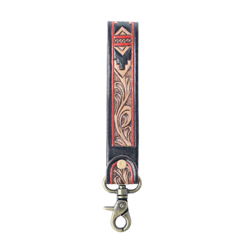 Desert Guardian Handtooled Leather Keyfob In Apache Brown
