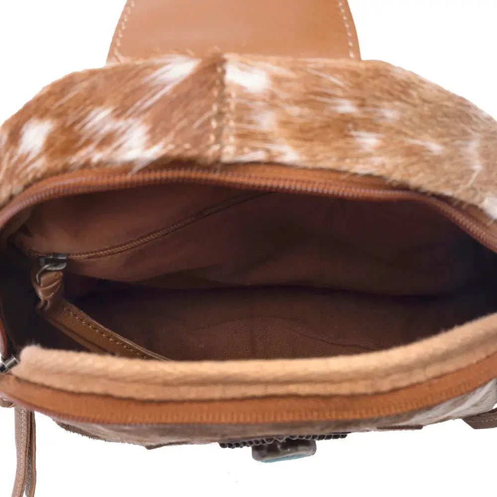Horizon Vale Handtooled Hairon Leather Fanny Pack In Warm Caramel