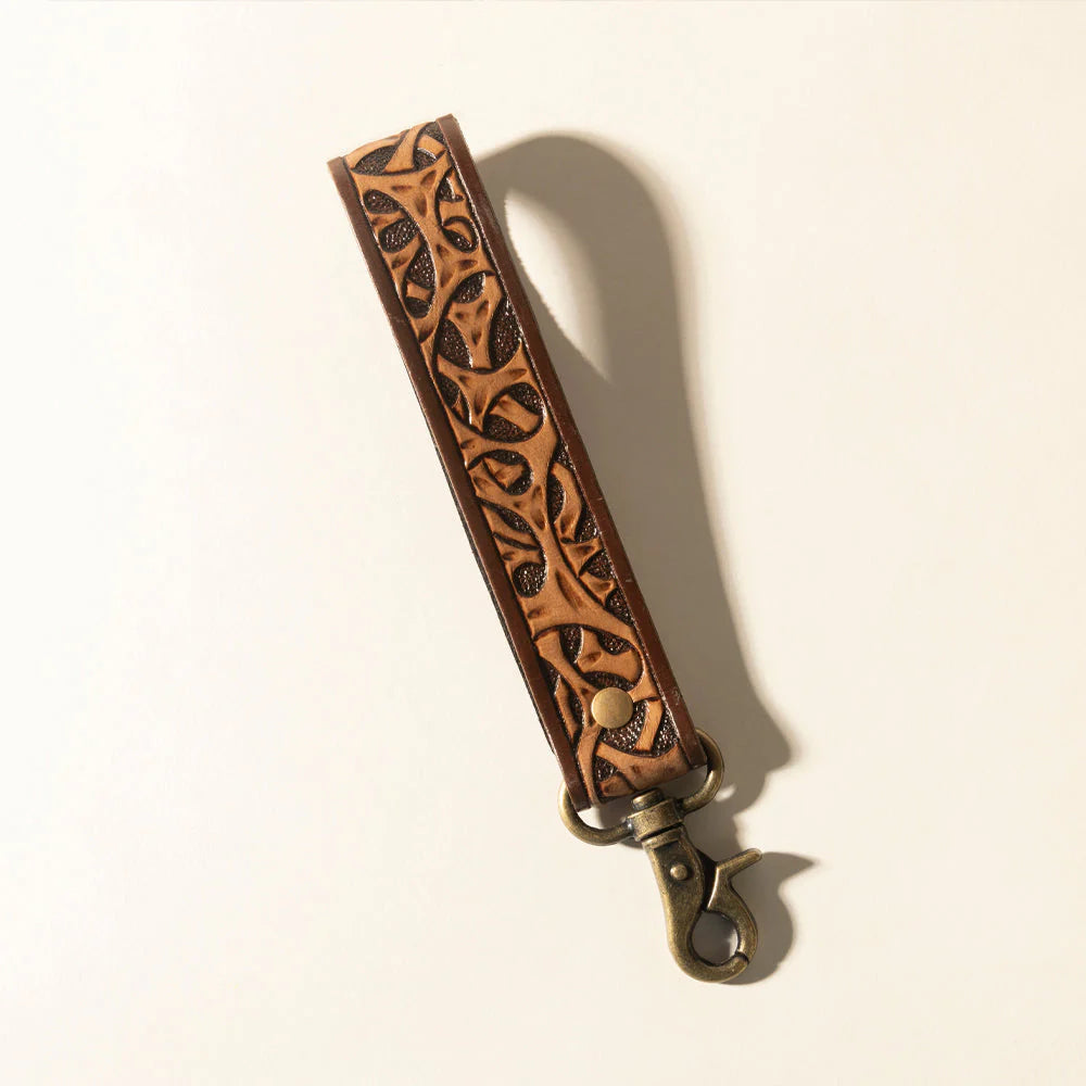 Ranger's Call Handtooled Leather Keyfob In Mocha Brown