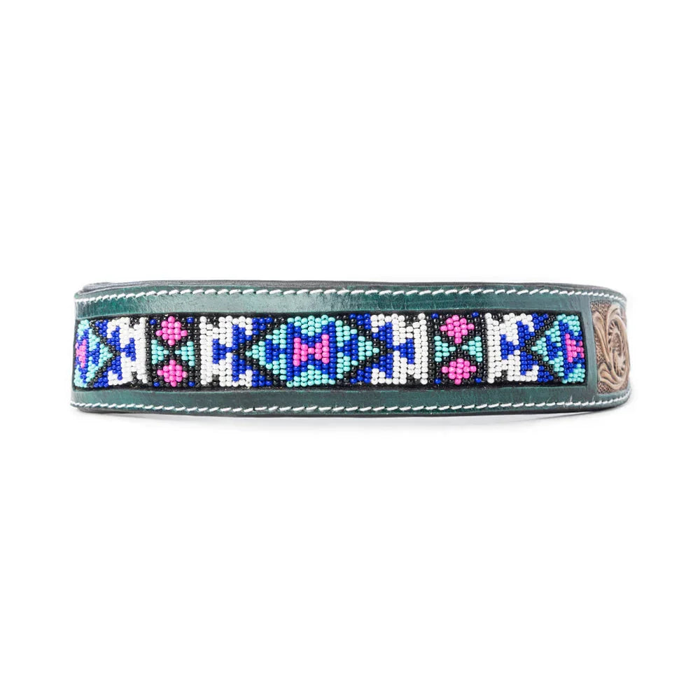 Turquoise Blossom Western Dog Collar In Brown Dog
