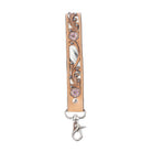 Pasture Petals Handtooled Leather Keyfob In Prairie Sand