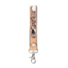 Pasture Petals Handtooled Leather Keyfob In Prairie Sand