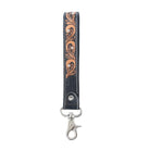 Western Whirl Handtooled Leather Keyfob In Desert Brown