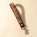 River Glen Handtooled Hairon Leather Key Fob In Espresso Turquoise
