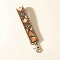 Moonflower Handtooled Leather Keyfob In Sienna Sky