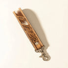 Sedona Blaze Handtooled Leather Keyfob In Bronze Ember