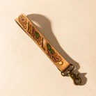 Wildvine Pony Western Handtooled Key Fob In Tan With Cactus Detail