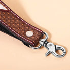 Soaring Bloom Handtooled Leather Keyfob In Barn Red