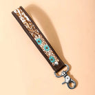Wildhue Western Key Fob In Tan With Handtooled Floral Detail