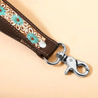 Wildhue Western Key Fob In Tan With Handtooled Floral Detail