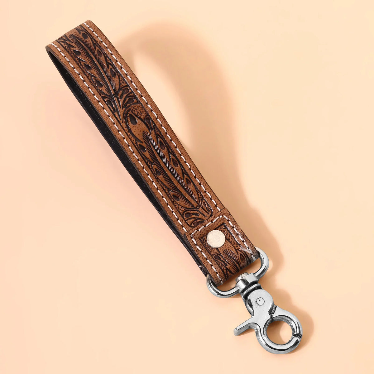 Tobosa Key Fob In Blue With Beaded Aztec Panel