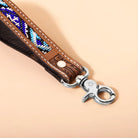 Tobosa Key Fob In Blue With Beaded Aztec Panel