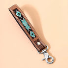 Tobosa Key Fob In Aqua With Beaded Southwest Panel