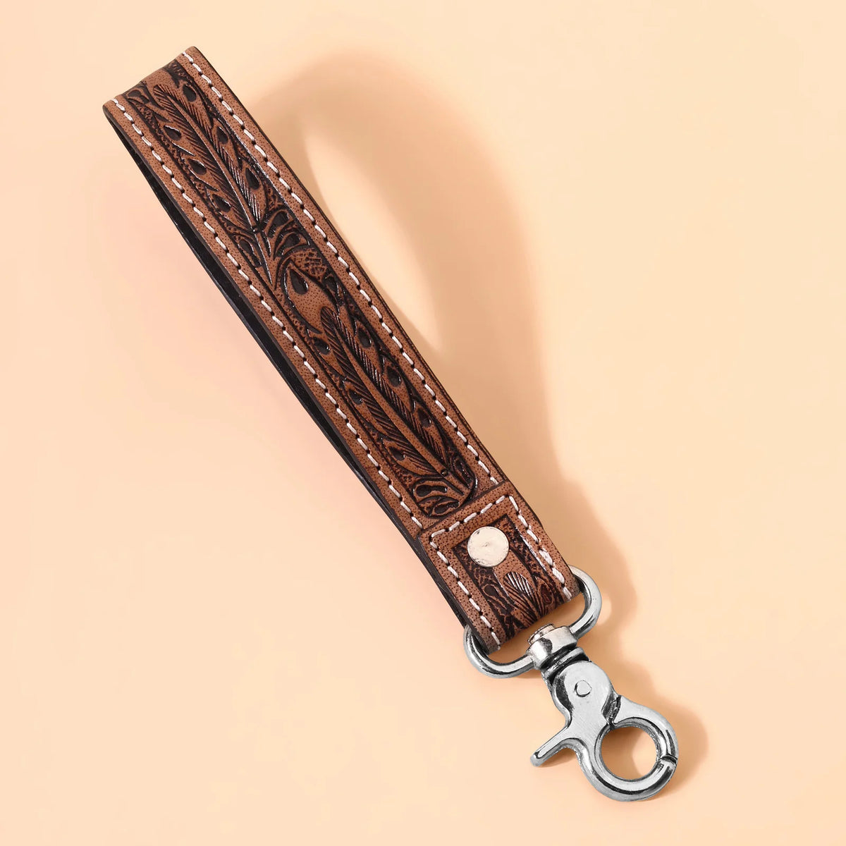 Tobosa Key Fob In Aqua With Beaded Southwest Panel