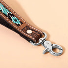 Tobosa Key Fob In Aqua With Beaded Southwest Panel