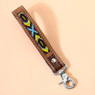 Tobosa Key Fob In Multi With Beaded Southwest Panel
