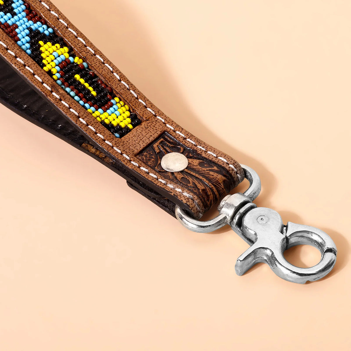 Tobosa Key Fob In Multi With Beaded Southwest Panel
