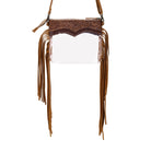 Chuckline Clear Crossbody Bag For Women In Tan With Suede Fringe