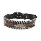 OXY DAISY HAND-TOOLED PADDED LEATHER DOG COLLAR Dog