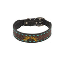 SCENIC SUNFLOWER HAND-TOOLED PADDED LEATHER DOG COLLAR Dog