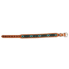 TEAL WHITZER AZTEC HAND-TOOLED PADDED LEATHER DOG COLLAR Dog