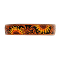 YELLOW SUNFLOWER HAND-TOOLED PADDED LEATHER DOG COLLAR