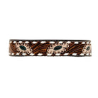 WHITE TOOLED FLOWER HAND-TOOLED PADDED LEATHER DOG COLLAR Dog