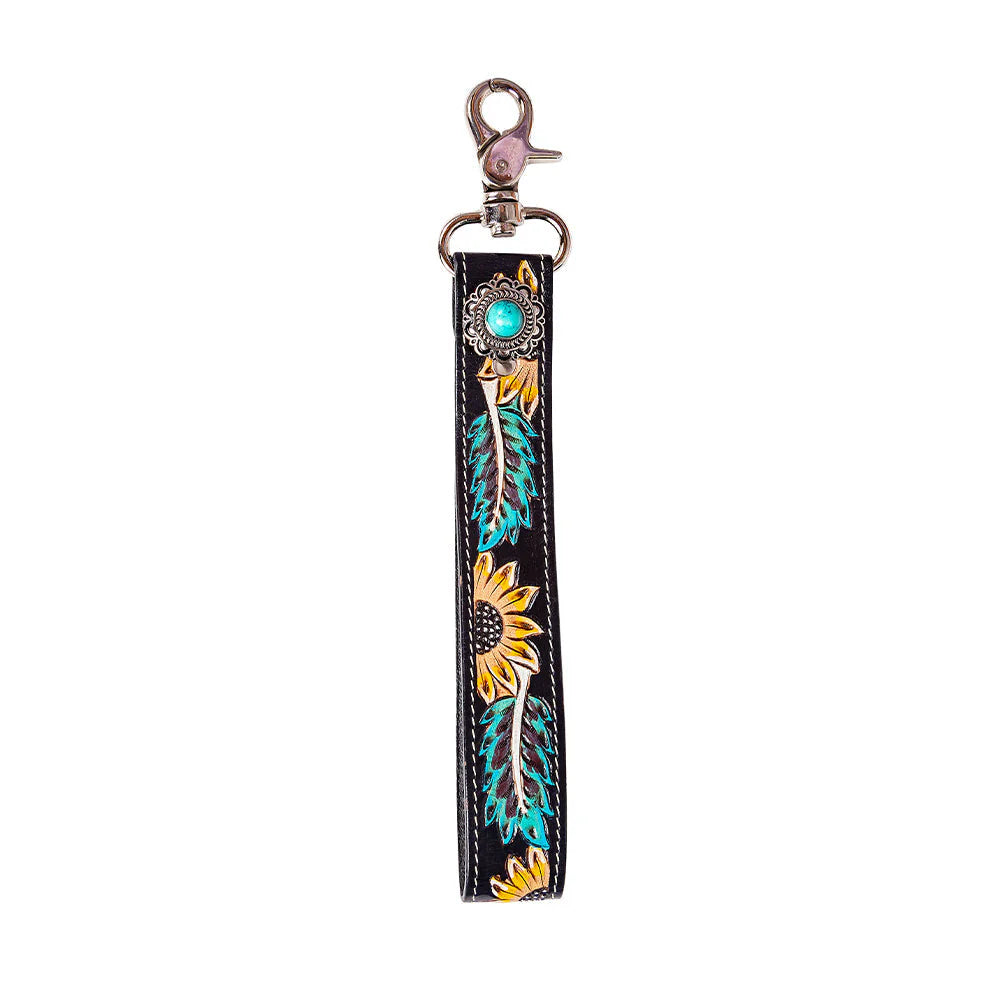 Cheyenne Bloom Hand-Tooled Key Fob