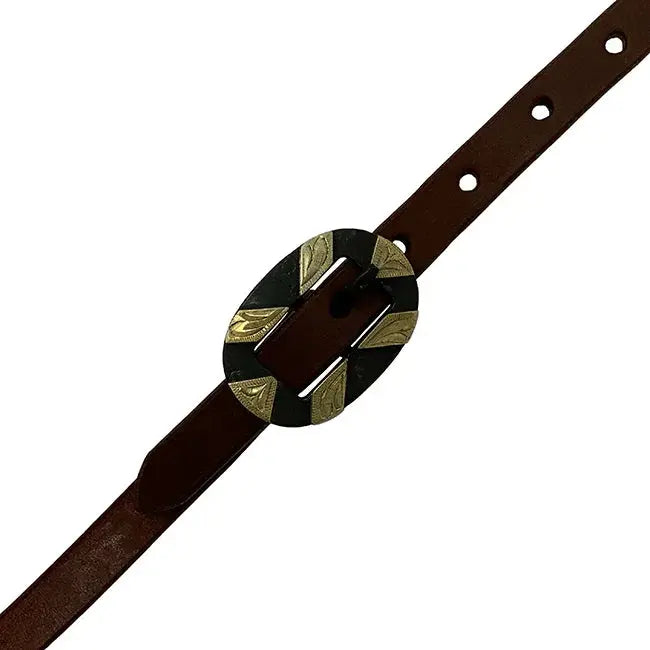 Oiled Harness Single Ear Headstall With Antique Silver Bar Buckle Horse