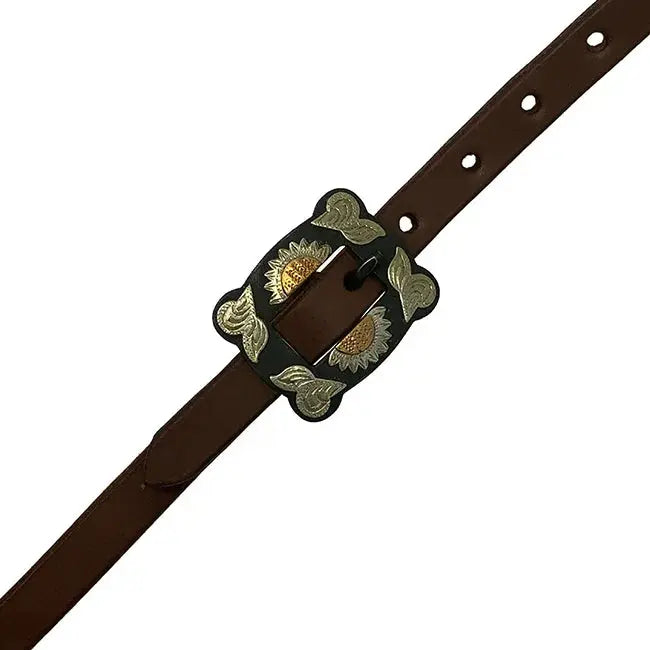 Oiled Harness Single Ear Headstall With Antique Sunflower Buckle Horse