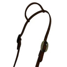 Oiled Harness Single Ear Headstall With Silver Oval Buckle Horse