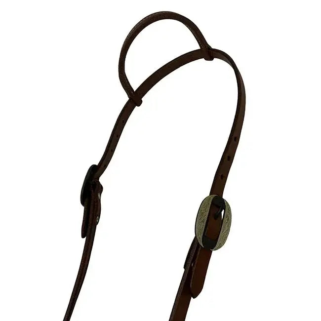 Oiled Harness Single Ear Headstall With Silver Oval Buckle Horse