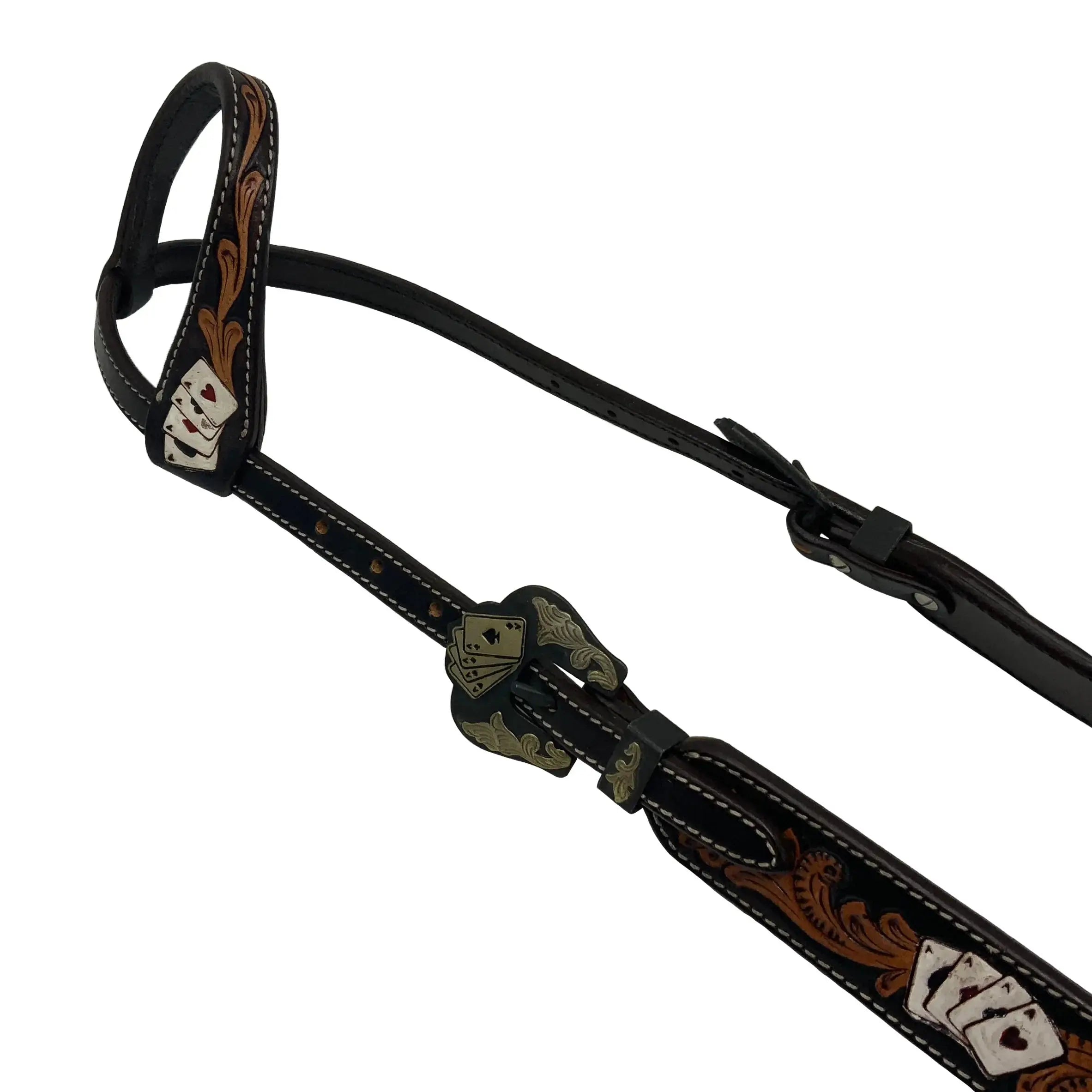 Four of a Kind Single Ear Argentina Cow Leather Headstall Horse