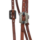 Oiled Harness Leather Browband Headstall - Engraved Buckles Horse