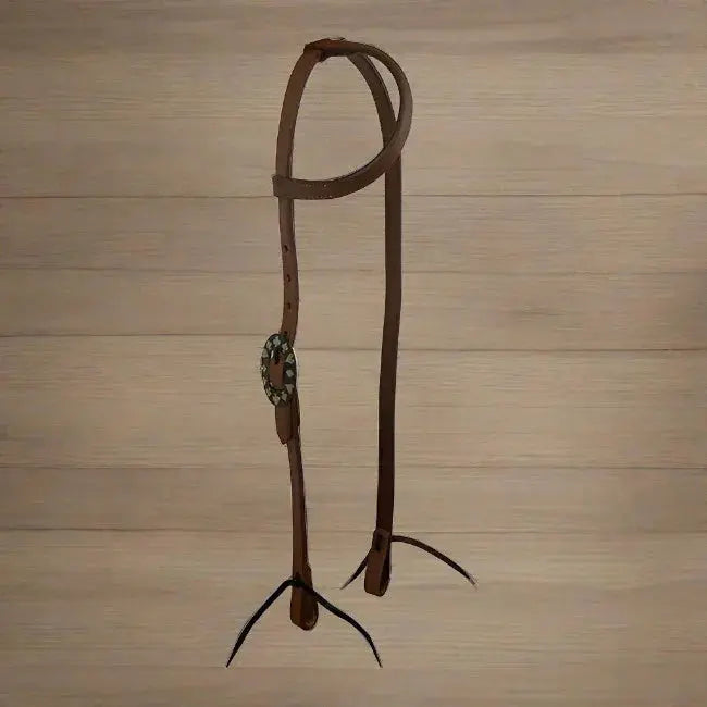 Oiled Harness Single Ear Headstall With Black Jack Buckle Horse
