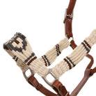 Pinto Mohair and Leather Halter in cream braid with geometric patterns