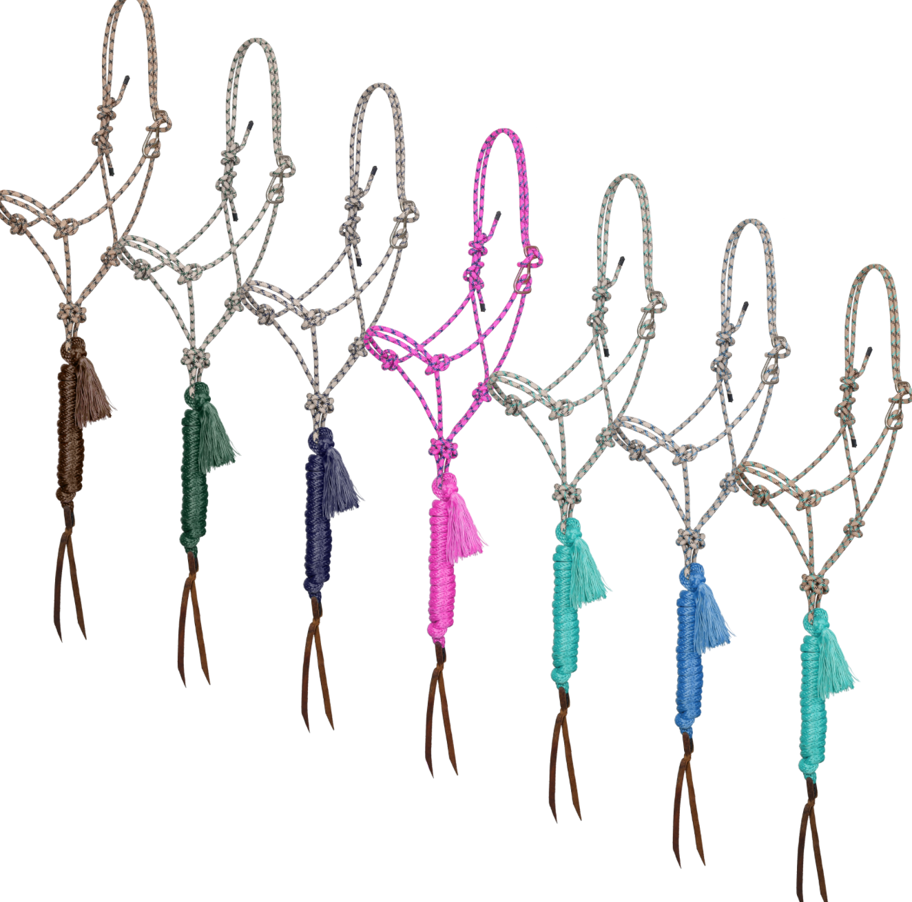 Premium Diamond Quick-Tie Cowboy Knot Halter with Leads