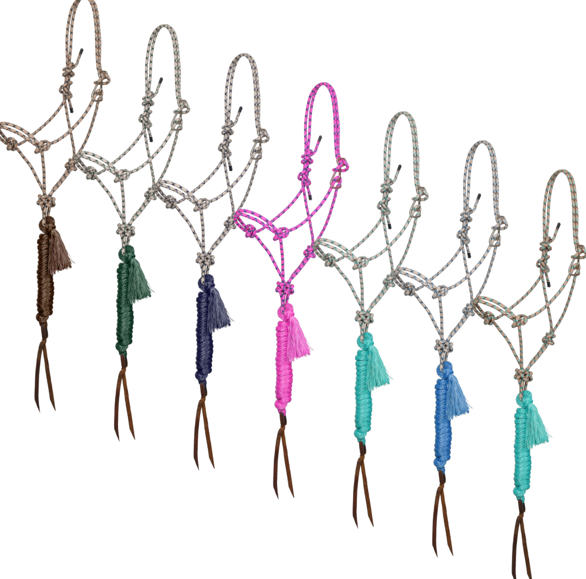 Premium Diamond Quick-Tie Cowboy Knot Halter with Leads