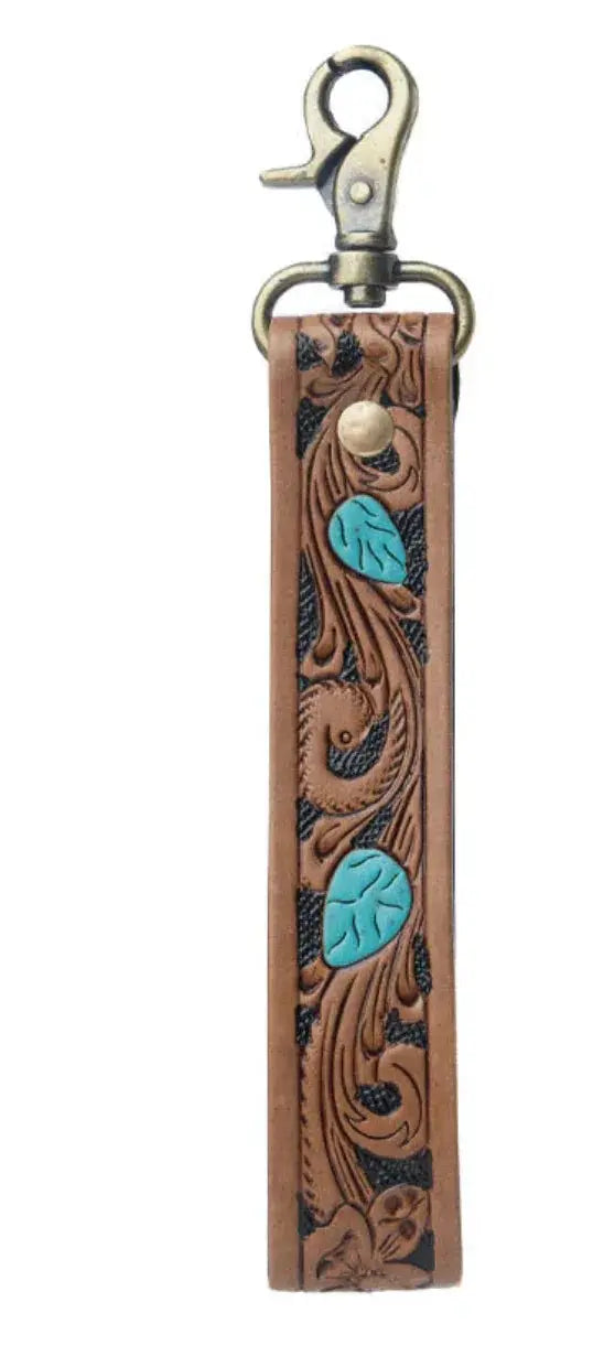 Turquoise Daydreams Key Fob In Blue And Brown