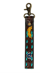 Sunflower Sunrise Hand-Tooled Key Fob