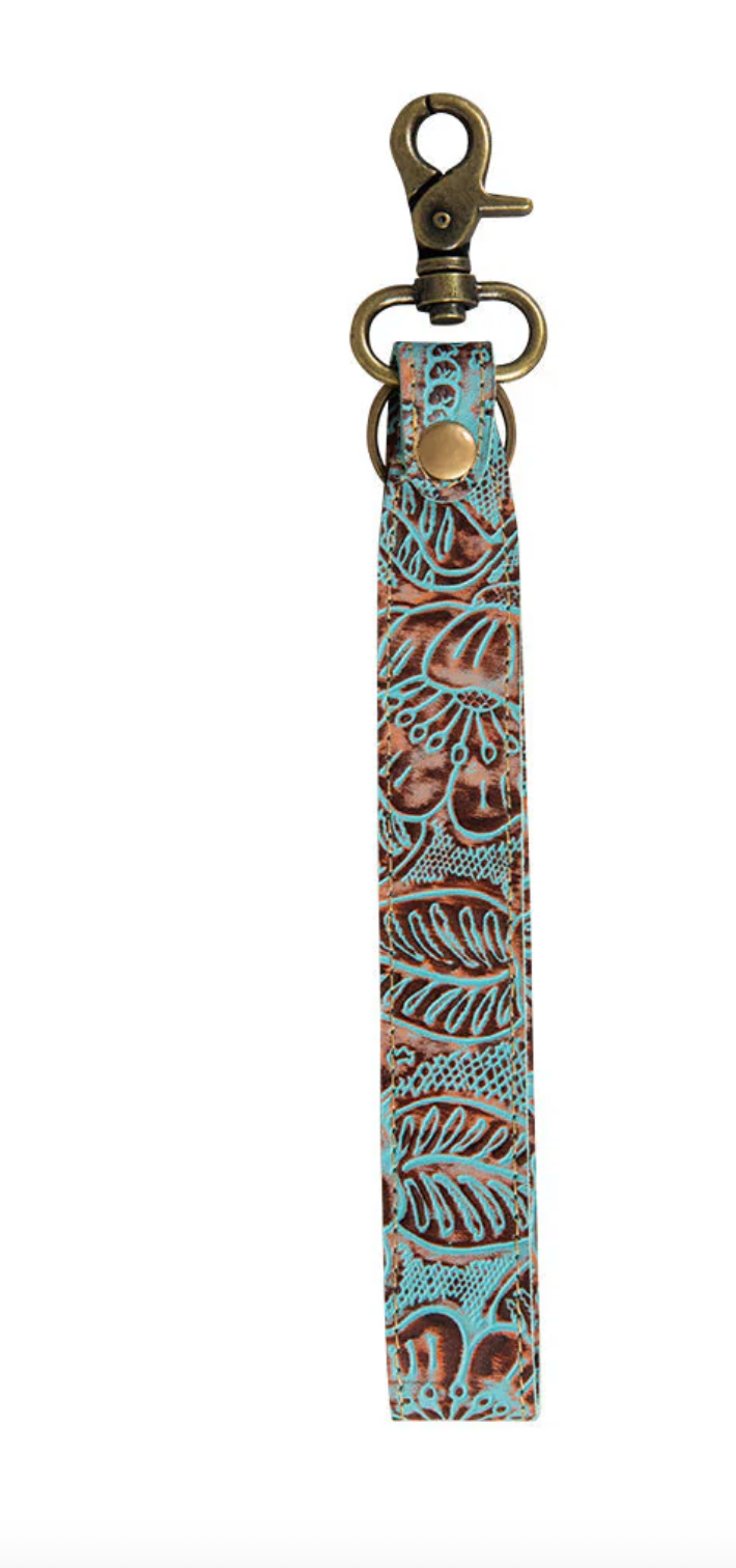 Pathflower Trail Hand-Tooled Key Fob